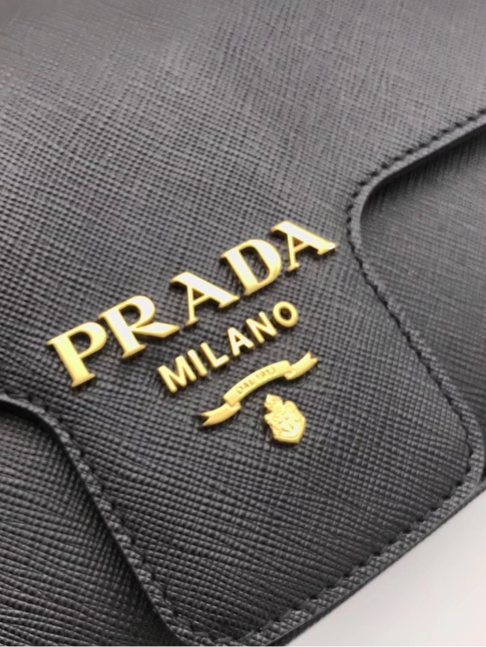 Prada Black Saffiano Leather Chain Shoulder Bag - Picture 3 of 13